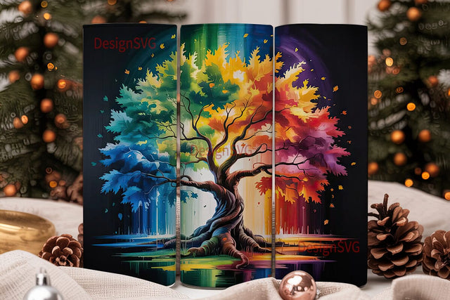 Rainbow Tree of Life 20oz Tumbler Wrap Sublimation DesignSVG 