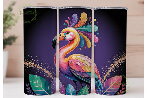 Rainbow Tropical Bird 20oz Tumbler Wrap Sublimation PixelChick 