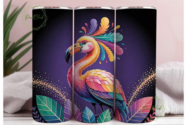 Rainbow Tropical Bird 20oz Tumbler Wrap Sublimation PixelChick 