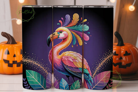 Rainbow Tropical Bird 20oz Tumbler Wrap Sublimation PixelChick 