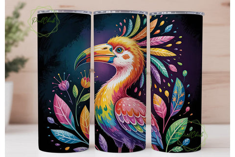 Rainbow Tropical Bird 20oz Tumbler Wrap Sublimation PixelChick 