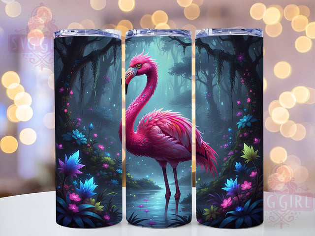 Rainbow Tropical Flamingo Tumbler, Neon Orchid Wrap, 20oz Tumbler Sublimation, Tropical Bird Design, Vibrant Floral Sublimation, Exotic Paradise Tumbler, Colorful Jungle Wrap Sublimation SvggirlplusArt 