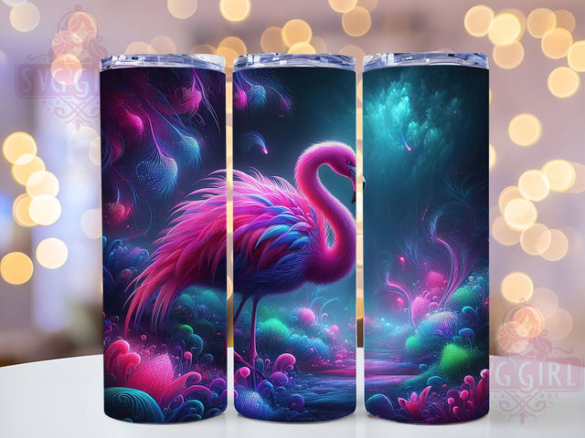 Rainbow Tropical Flamingo Tumbler, Neon Orchid Wrap, 20oz Tumbler Sublimation, Tropical Bird Design, Vibrant Floral Sublimation, Exotic Paradise Tumbler, Colorful Jungle Wrap Sublimation SvggirlplusArt 