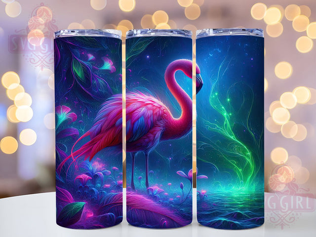 Rainbow Tropical Flamingo Tumbler, Neon Orchid Wrap, 20oz Tumbler Sublimation, Tropical Bird Design, Vibrant Floral Sublimation, Exotic Paradise Tumbler, Colorful Jungle Wrap Sublimation SvggirlplusArt 