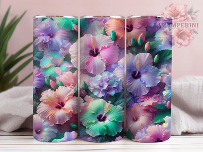 Rainbow Tropical Hibiscus Tumbler, Colorful Floral Tumbler, Tropical Hibiscus Wrap, Vibrant Flower Wrap, Rustic Floral Wrap, Sublimation Design, Trendy Gift Idea Sublimation Li Zamperini 