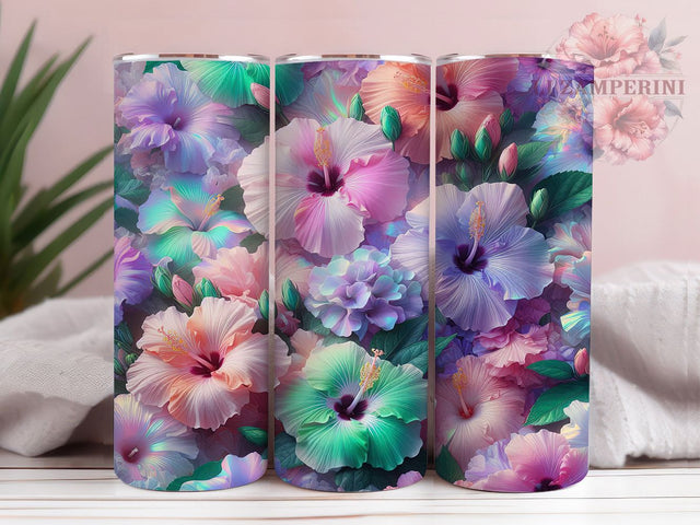 Rainbow Tropical Hibiscus Tumbler, Colorful Floral Tumbler, Tropical Hibiscus Wrap, Vibrant Flower Wrap, Rustic Floral Wrap, Sublimation Design, Trendy Gift Idea Sublimation Li Zamperini 