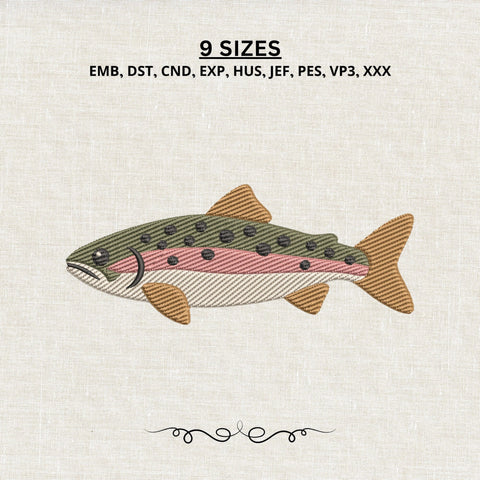 Rainbow Trout Embroidery Design – Freshwater Fish Fishing Wildlife Machine Embroidery File Embroidery/Applique DESIGNS PatternFeed8 