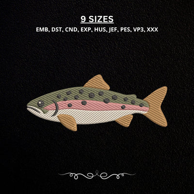 Rainbow Trout Embroidery Design – Freshwater Fish Fishing Wildlife Machine Embroidery File Embroidery/Applique DESIGNS PatternFeed8 