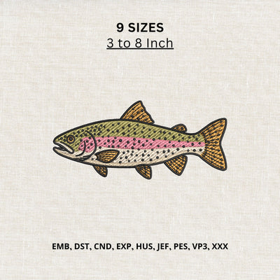Rainbow Trout Fish Machine Embroidery Design – Fishing Outdoor Embroidery File Embroidery/Applique DESIGNS PatternFeed8 