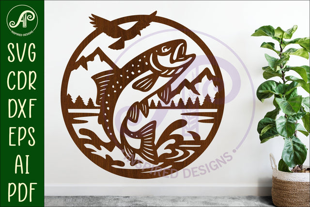 Rainbow Trout Fish wall sign svg laser cut SVG APInspireddesigns 