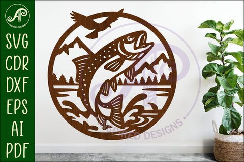 Rainbow Trout Fish wall sign svg laser cut SVG APInspireddesigns 