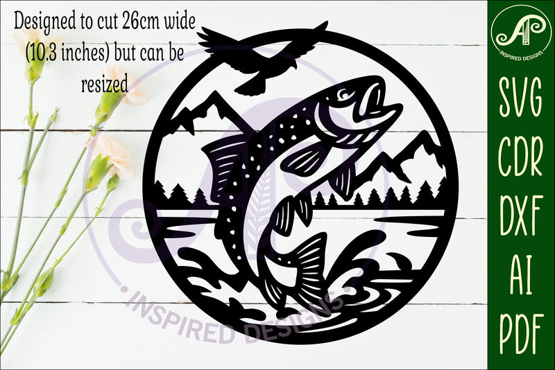Rainbow Trout Fish wall sign svg laser cut - So Fontsy