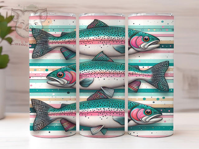 Rainbow Trout Fishing 20oz Tumbler Wrap, Fishing Graphics, Playful Illustration, Wildlife Design, Outdoor Adventure, 20oz Tumbler Wrap, Sublimation PNG Sublimation Lara' s Designs 