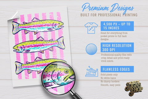 Rainbow Trout PNG | Preppy Lake Days Fish Design Sublimation The Vintage Signs Shop 