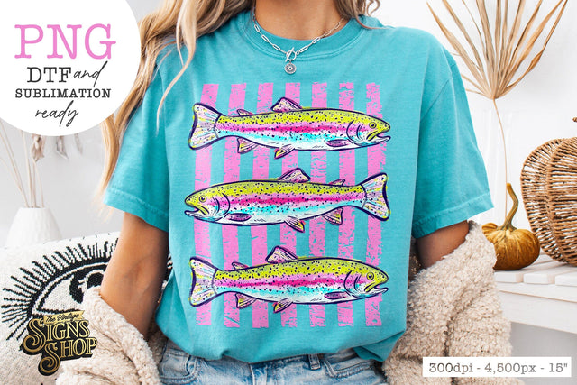 Rainbow Trout PNG | Preppy Lake Days Fish Design Sublimation The Vintage Signs Shop 