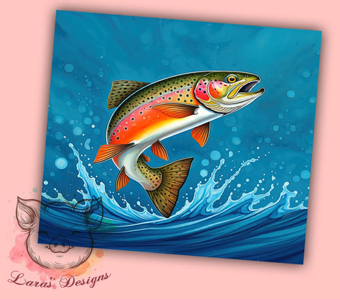 Rainbow Trout Tumbler, Fishing Gifts, Personalized Tumbler, 20oz Tumbler Wrap, PNG Sublimation, Outdoor Decor, Angler Gifts Sublimation Lara' s Designs 