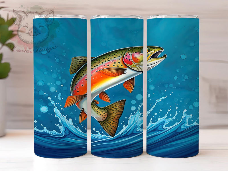 Rainbow Trout Tumbler, Fishing Gifts, Personalized Tumbler, 20oz Tumbler Wrap, PNG Sublimation, Outdoor Decor, Angler Gifts Sublimation Lara' s Designs 
