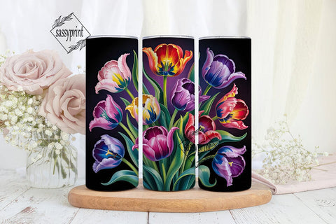 Rainbow Tulips 20oz Tumbler Wrap Sublimation sassyprint 