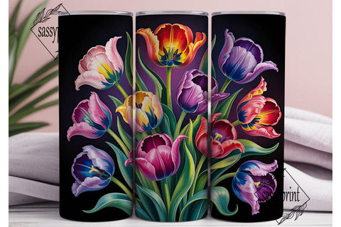 Rainbow Tulips 20oz Tumbler Wrap Sublimation sassyprint 