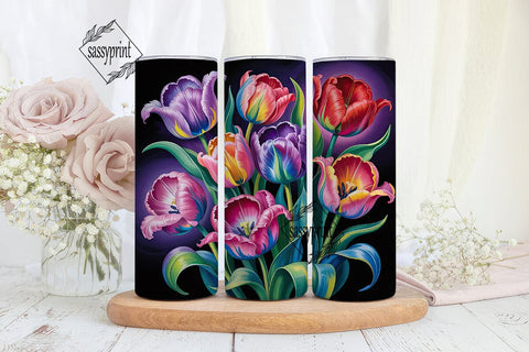 Rainbow Tulips 20oz Tumbler Wrap Sublimation sassyprint 