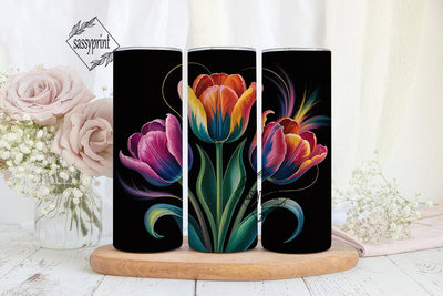 Rainbow Tulips 20oz Tumbler Wrap Sublimation sassyprint 