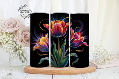 Rainbow Tulips 20oz Tumbler Wrap Sublimation sassyprint 