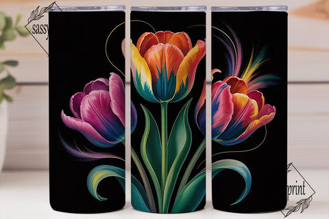 Rainbow Tulips 20oz Tumbler Wrap Sublimation sassyprint 