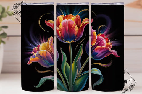 Rainbow Tulips 20oz Tumbler Wrap Sublimation sassyprint 