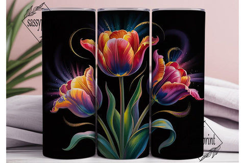 Rainbow Tulips 20oz Tumbler Wrap Sublimation sassyprint 