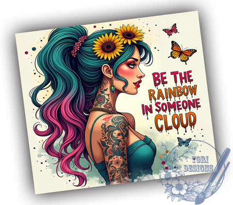 Rainbow Tumbler, Inspirational Quotes, Be the Rainbow, Motivational Design, 20oz Sublimation, Digital Tumbler Wrap, Positive Vibes Sublimation ToriDesigns 