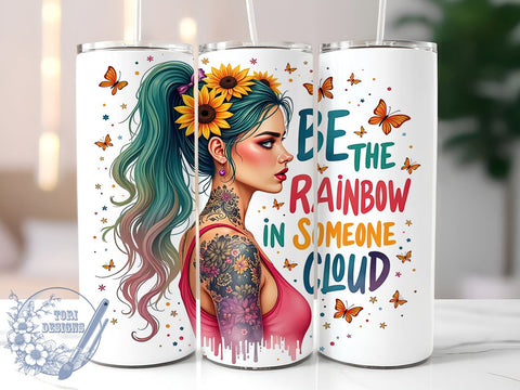 Rainbow Tumbler, Inspirational Quotes, Be the Rainbow, Motivational Design, 20oz Sublimation, Digital Tumbler Wrap, Positive Vibes Sublimation ToriDesigns 