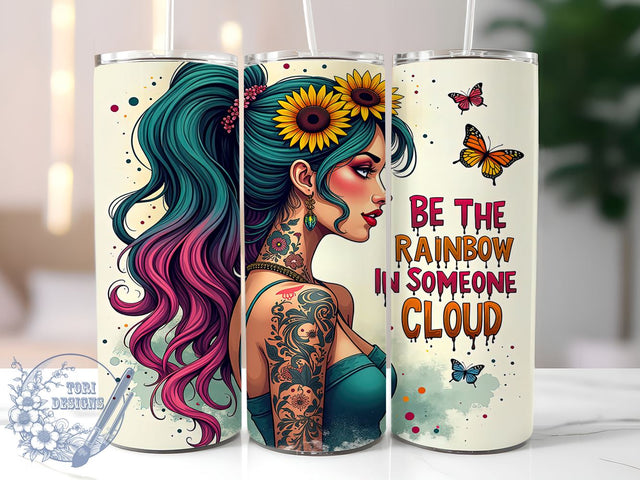 Rainbow Tumbler, Inspirational Quotes, Be the Rainbow, Motivational Design, 20oz Sublimation, Digital Tumbler Wrap, Positive Vibes Sublimation ToriDesigns 