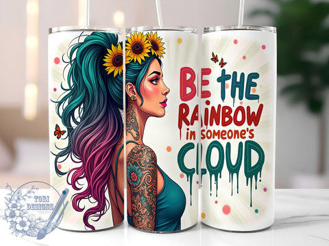 Rainbow Tumbler, Inspirational Quotes, Be the Rainbow, Motivational Design, 20oz Sublimation, Digital Tumbler Wrap, Positive Vibes Sublimation ToriDesigns 