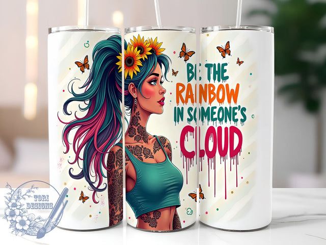 Rainbow Tumbler, Inspirational Quotes, Be the Rainbow, Motivational Design, 20oz Sublimation, Digital Tumbler Wrap, Positive Vibes Sublimation ToriDesigns 