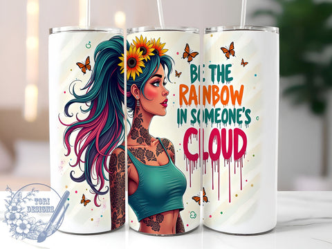 Rainbow Tumbler, Inspirational Quotes, Be the Rainbow, Motivational Design, 20oz Sublimation, Digital Tumbler Wrap, Positive Vibes Sublimation ToriDesigns 