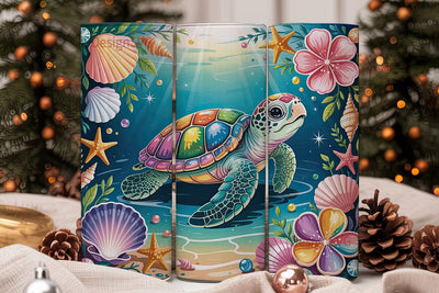 Rainbow Turtle 20oz Tumbler Wrap Sublimation DesignSVG 
