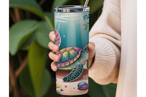 Rainbow Turtle 20oz Tumbler Wrap Sublimation DesignSVG 
