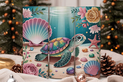 Rainbow Turtle 20oz Tumbler Wrap Sublimation DesignSVG 