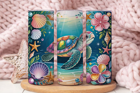 Rainbow Turtle 20oz Tumbler Wrap Sublimation DesignSVG 