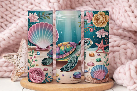 Rainbow Turtle 20oz Tumbler Wrap Sublimation DesignSVG 