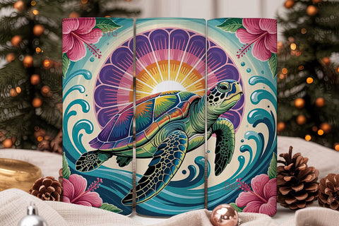Rainbow Turtle Mandala 20oz Tumbler Sublimation DesignSVG 