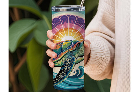 Rainbow Turtle Mandala 20oz Tumbler Sublimation DesignSVG 