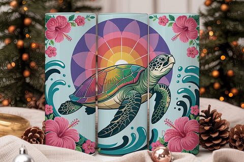 Rainbow Turtle Mandala 20oz Tumbler Sublimation DesignSVG 