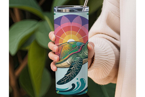 Rainbow Turtle Mandala 20oz Tumbler Sublimation DesignSVG 