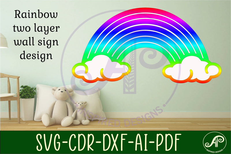 Rainbow two layer wall sign, SVG laser cut file - So Fontsy