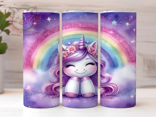 Rainbow Unicorn 20 oz Skinny Tumbler Sublimation Design, Straight & Tapered Tumbler Png, Unicorn Tumbler Png, Digital Download PNG Sublimation Lara' s Designs 