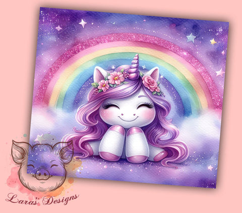 Rainbow Unicorn 20 oz Skinny Tumbler Sublimation Design, Straight & Tapered Tumbler Png, Unicorn Tumbler Png, Digital Download PNG Sublimation Lara' s Designs 