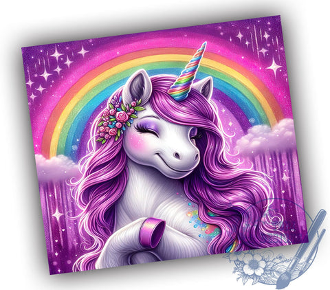 Rainbow Unicorn 20oz Skinny Tumbler PNG, Unicorn Tumbler Sublimation Wrap, Straight & Tapered Tumbler Wrap, Instant Digital Download Sublimation ToriDesigns 