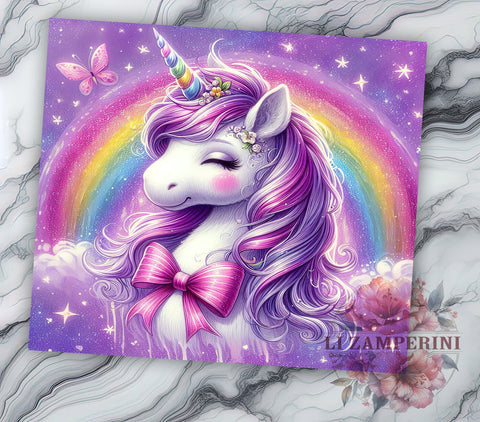 Rainbow Unicorn 20oz Tumbler Wrap PNG, Unicorn Tumbler PNG Sublimation Design, Straight & Tapered Tumbler Wrap, Instant Digital Download Sublimation Li Zamperini 