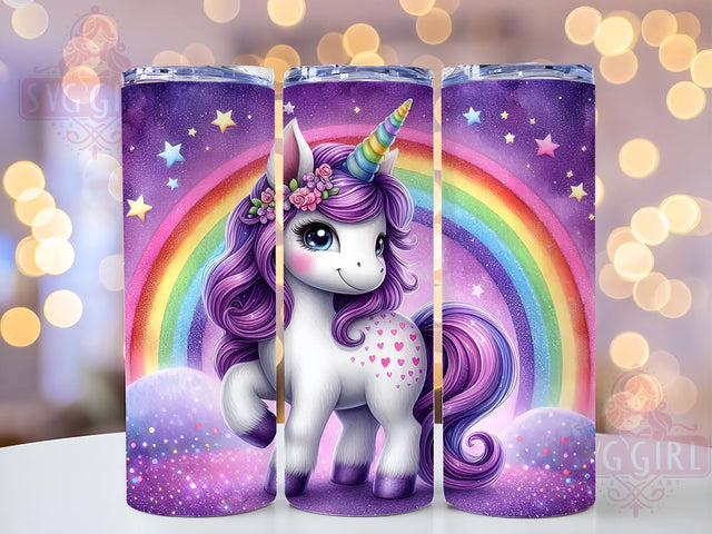 Rainbow Unicorn 20oz Tumbler Wrap Sublimation Design, Straight Tapered Tumbler Wrap, Unicorn Tumbler Png, Instant Digital Download Sublimation SvggirlplusArt 